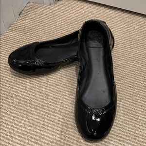 Tory Burch black patent ballet shoes
